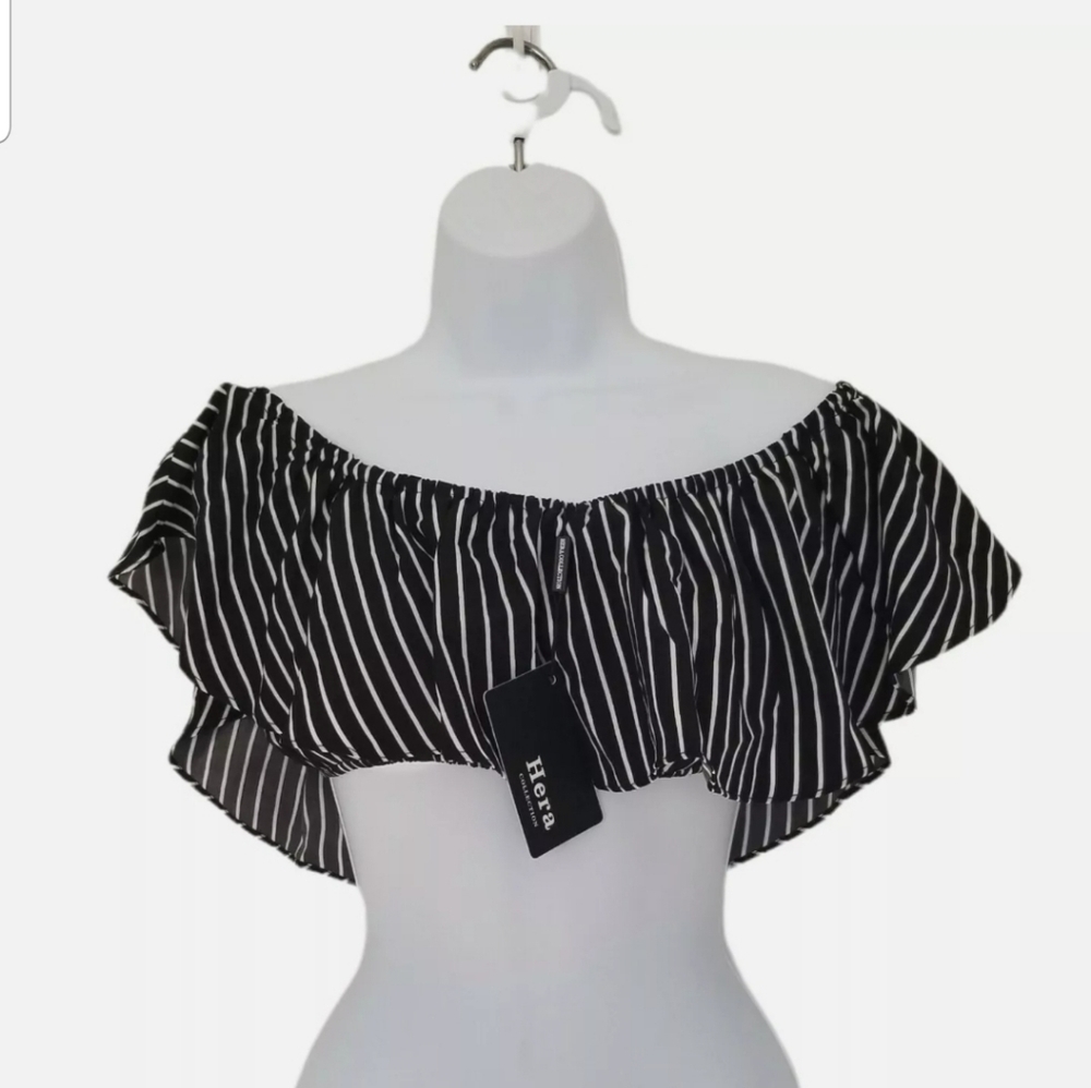 Hera Collection 2 Piece Set Off Shoulder Crop Top Wide Leg High Waist Pants.